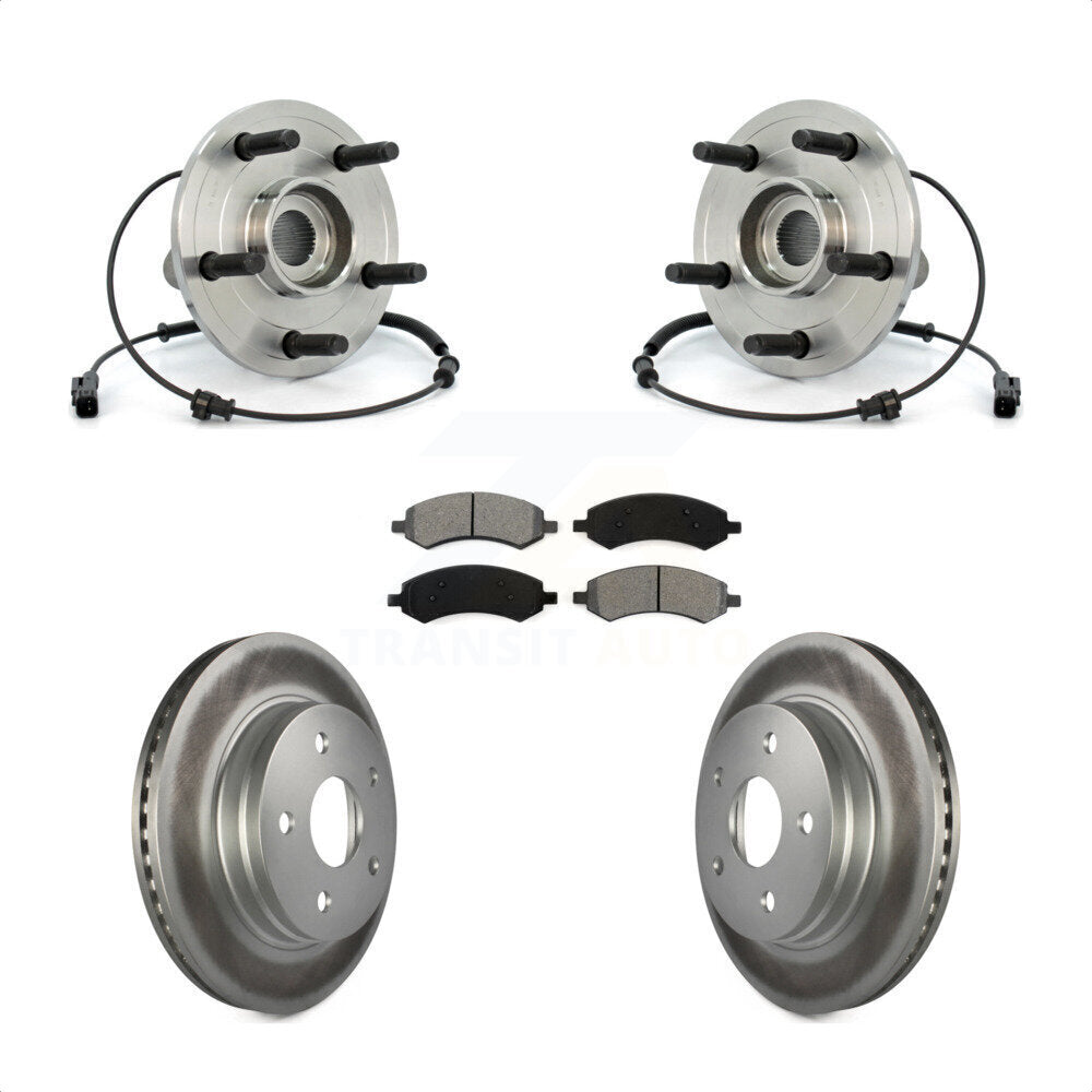 Hub Bearing Assembly Coated Disc Brake Rotor & Pads Front Kit For Dodge Ram 1500