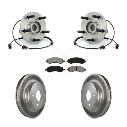 Hub Bearing Assembly Coated Disc Brake Rotor & Pads Front Kit For Dodge Ram 1500