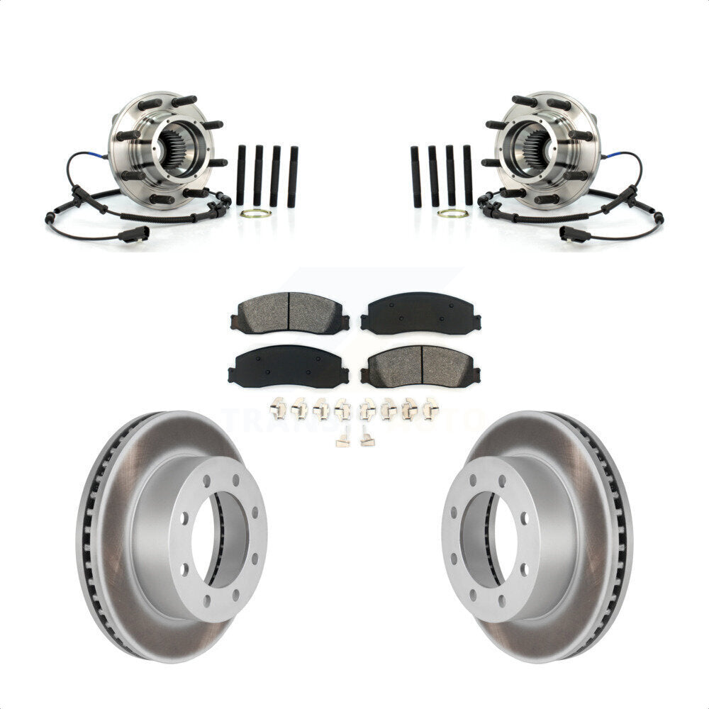 Hub Bearing Coated Brake Rotor Pad Front Kit For Ford F-350 Super Duty F-250 4WD