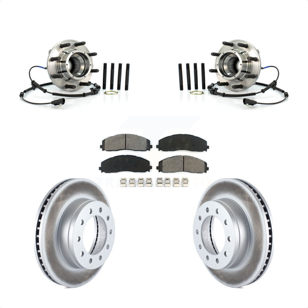 Hub Bearing Coated Brake Rotor Pads Front Kit For 2013 Ford F-250 Super Duty 4WD