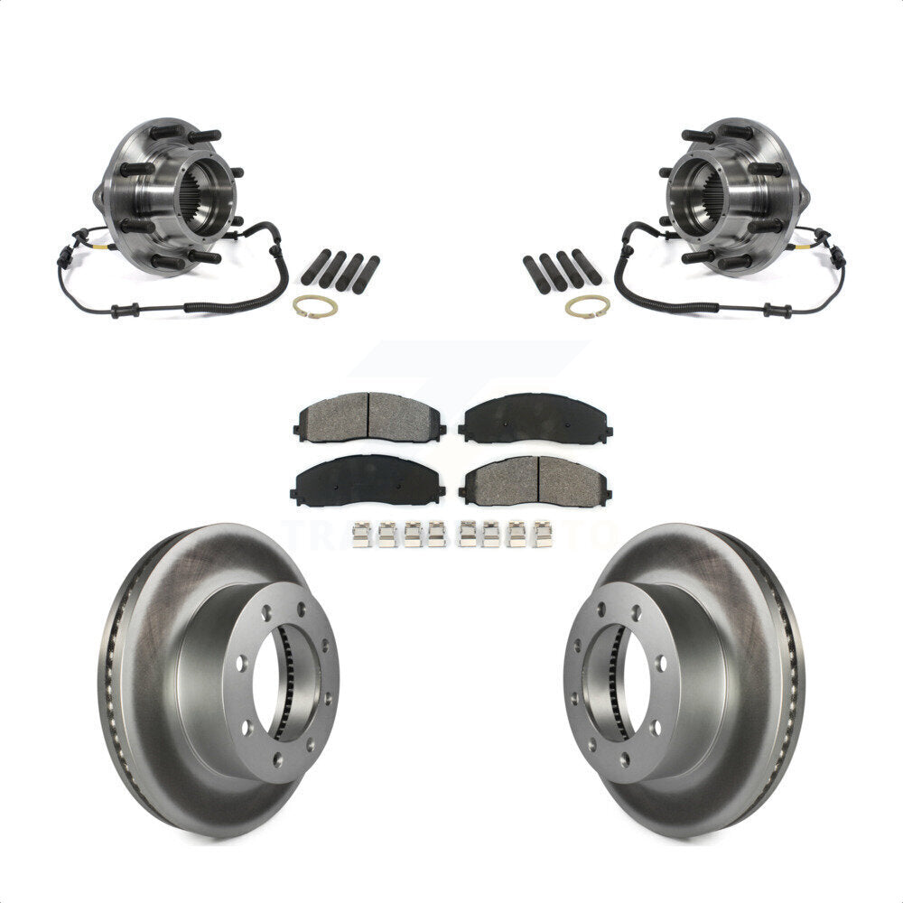 Hub Bearing Coated Brake Rotor Pads Front Kit For 2014 Ford F-350 Super Duty 4WD
