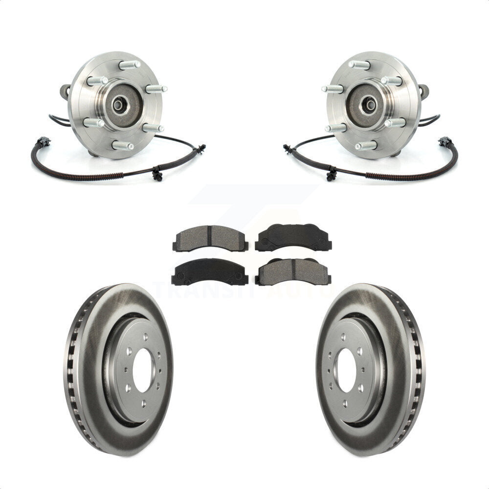 Hub Bearing Coated Brake Rotor & Pad Front Kit For Ford F-150 Expedition Lincoln
