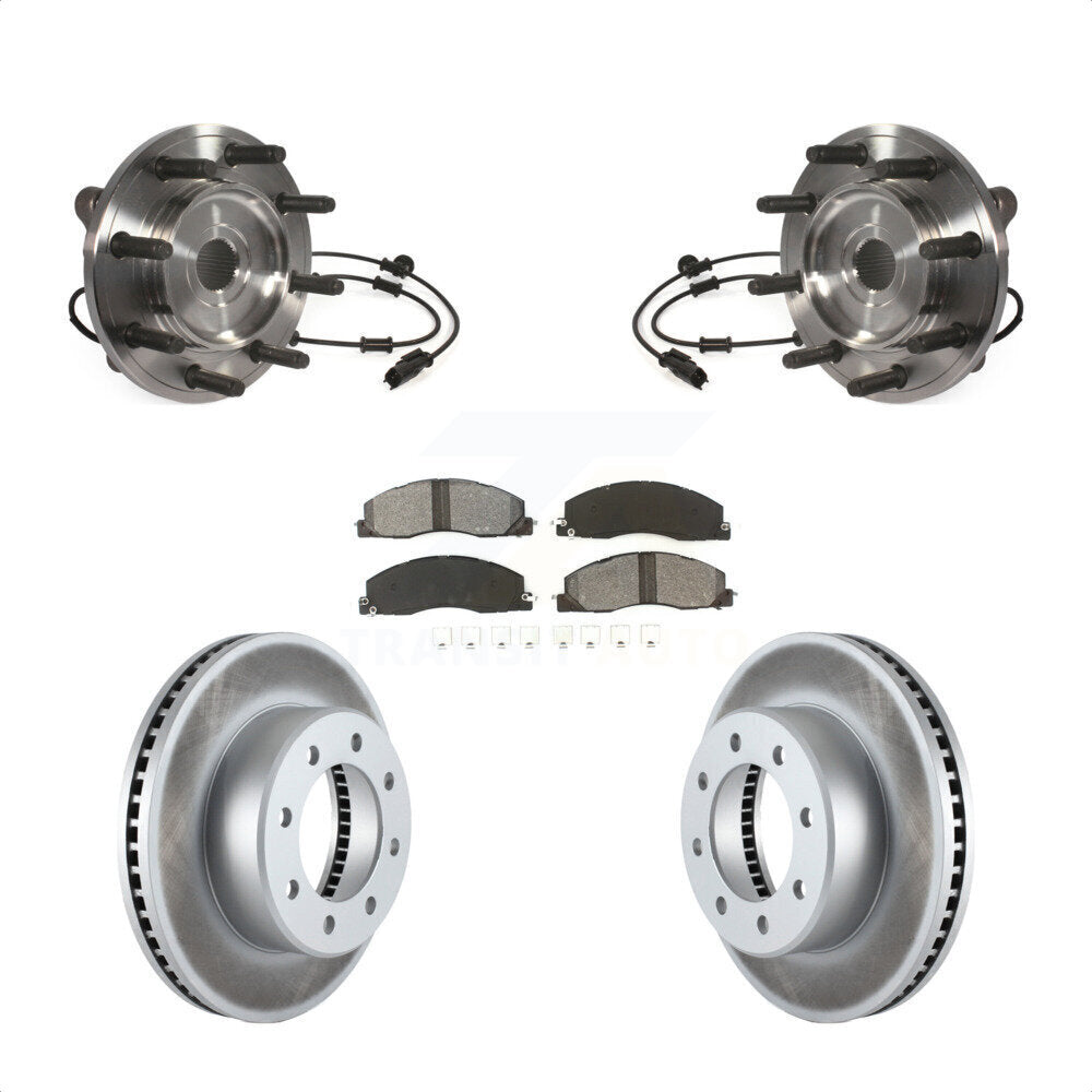 Hub Bearing Assembly Coated Disc Brake Rotor And Pad Front Kit For Ram 3500 2500