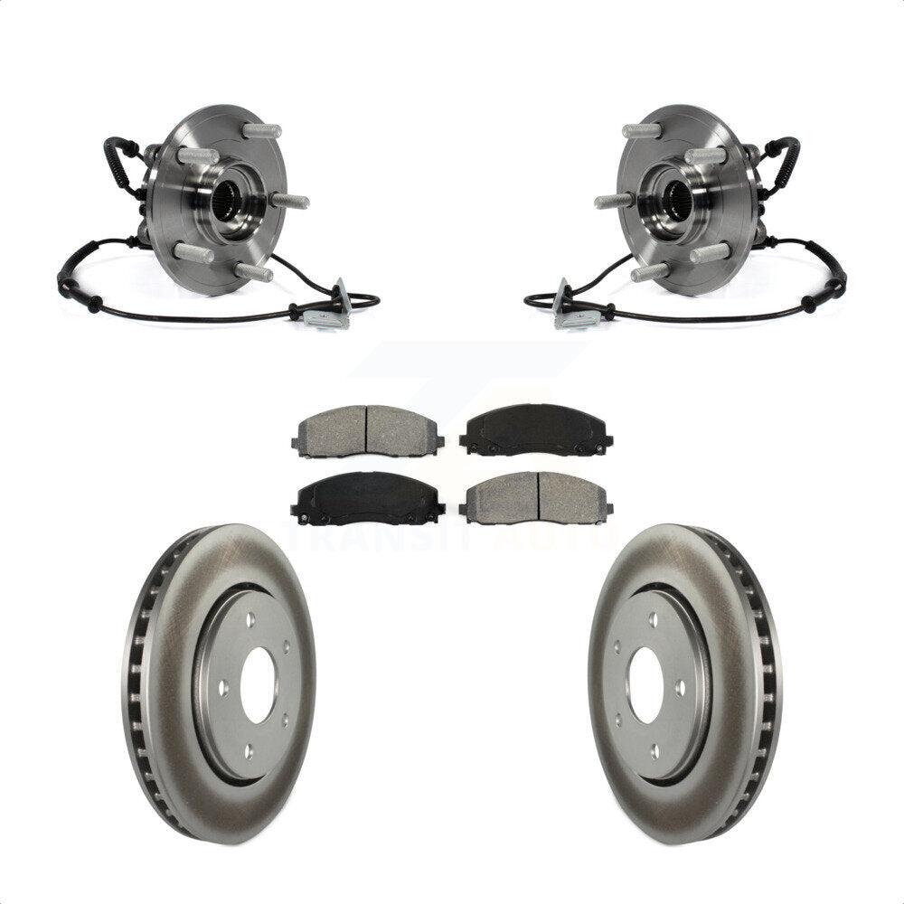 Hub Bearing Assembly Coated Brake Rotor & Pads Front Kit For Dodge Grand Caravan