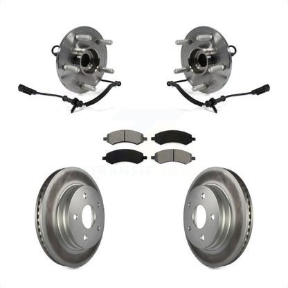 Hub Bearing Assembly Coated Brake Rotor & Pad Front Kit For Ram 1500 Classic 4WD