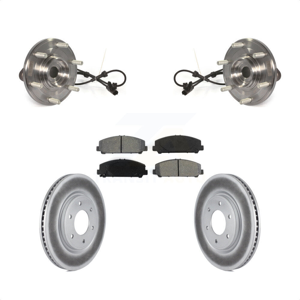 Hub Bearing Assembly Coated Brake Rotor & Pads Front Kit For Nissan TITAN Armada