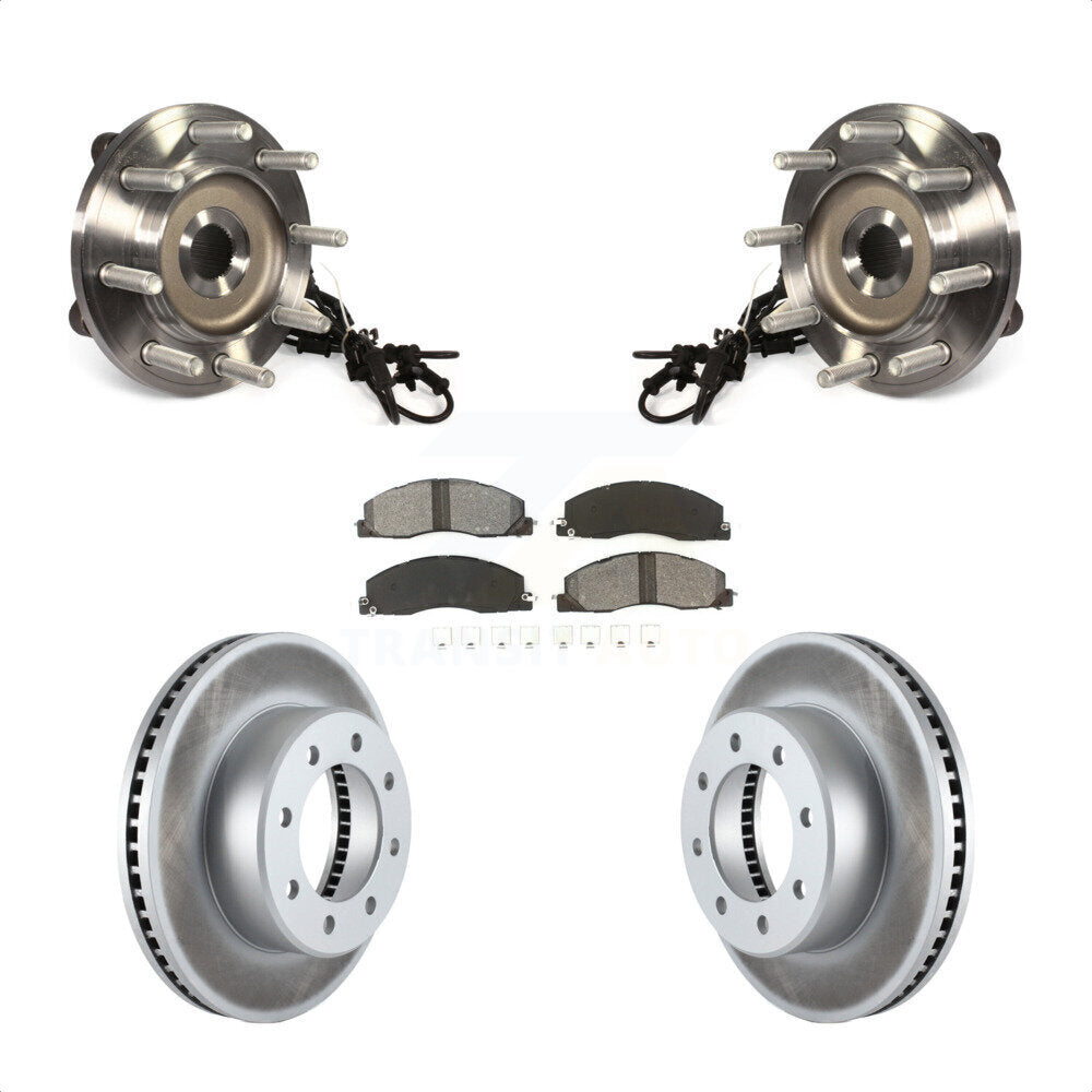 Hub Bearing Assembly Coated Disc Brake Rotor And Pad Front Kit For Ram 2500 3500