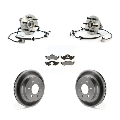 Hub Bearing Assembly Coated Brake Rotor & Pad Front Kit For Dodge Dakota Durango