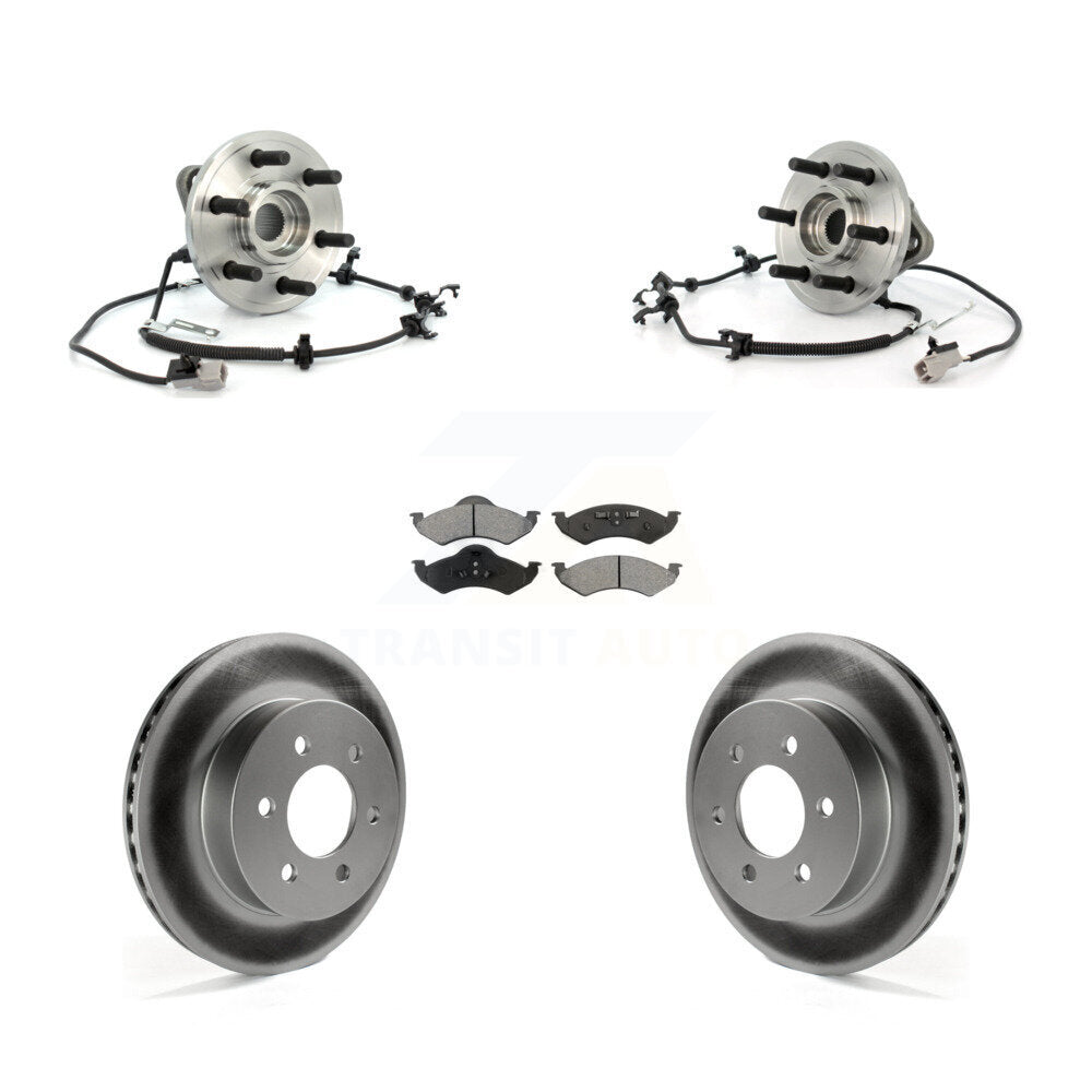 Hub Bearing Coated Brake Rotor Pads Front Kit For 2000-2002 Dodge Dakota Durango