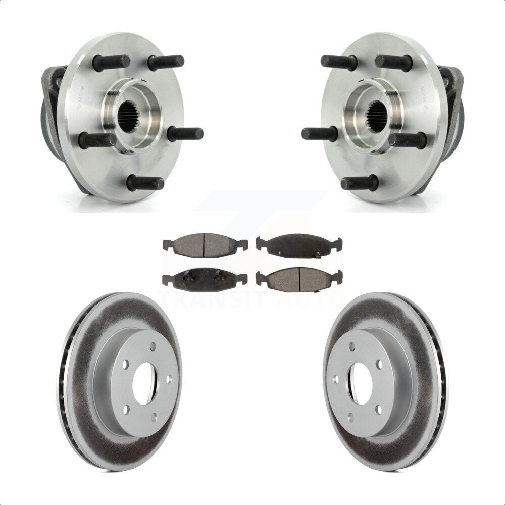 Hub Bearing Assembly Coated Brake Rotor & Pads Front Kit For Jeep Grand Cherokee