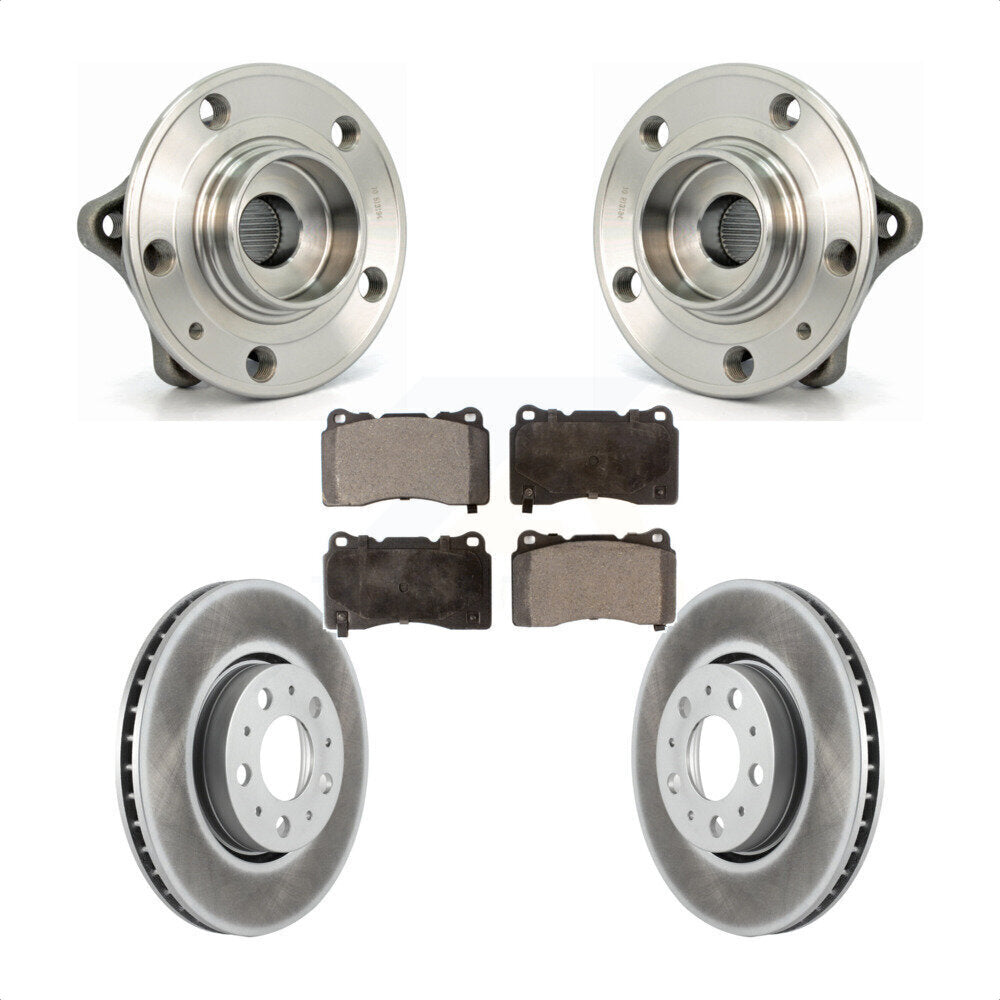 Hub Bearing Assembly Coated Brake Rotor Pads Front Kit For 2005-2007 Volvo V70 R