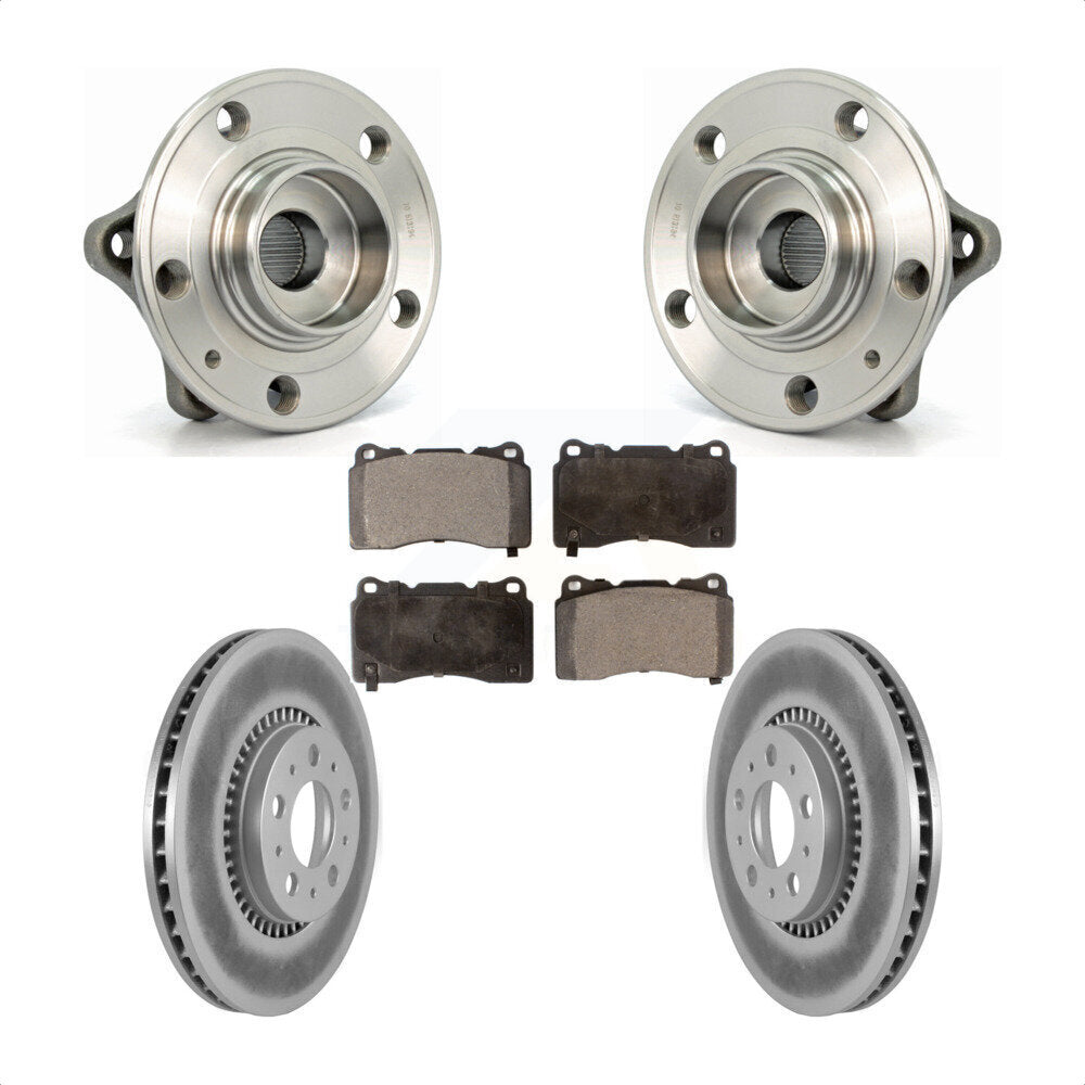 Hub Bearing Assembly Coated Brake Rotor Pads Front Kit For 2005-2007 Volvo V70 R