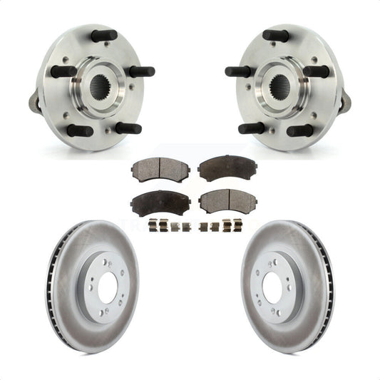 Hub Bearing Assembly Coated Brake Rotor & Pads Front Kit For Mitsubishi Endeavor