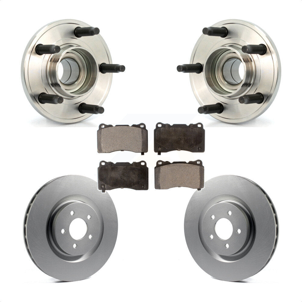 Hub Bearing Assembly Coated Disc Brake Rotor And Pads Front Kit For Ford Mustang