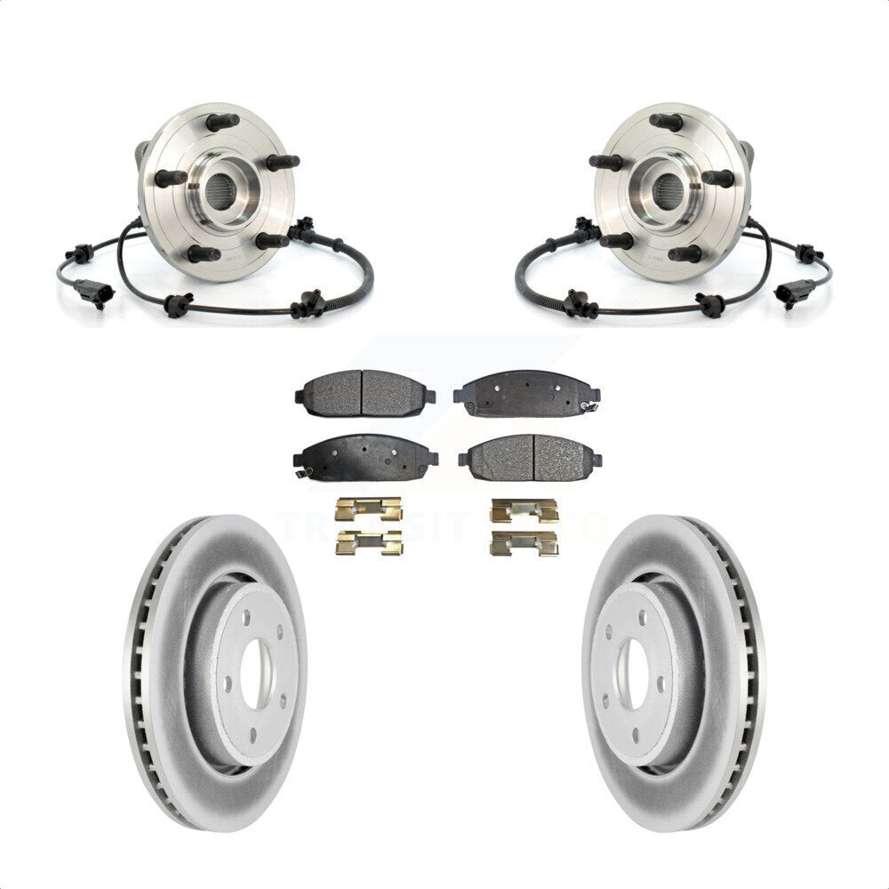 Hub Bearing Coated Brake Rotor & Pad Front Kit For Jeep Grand Cherokee Commander
