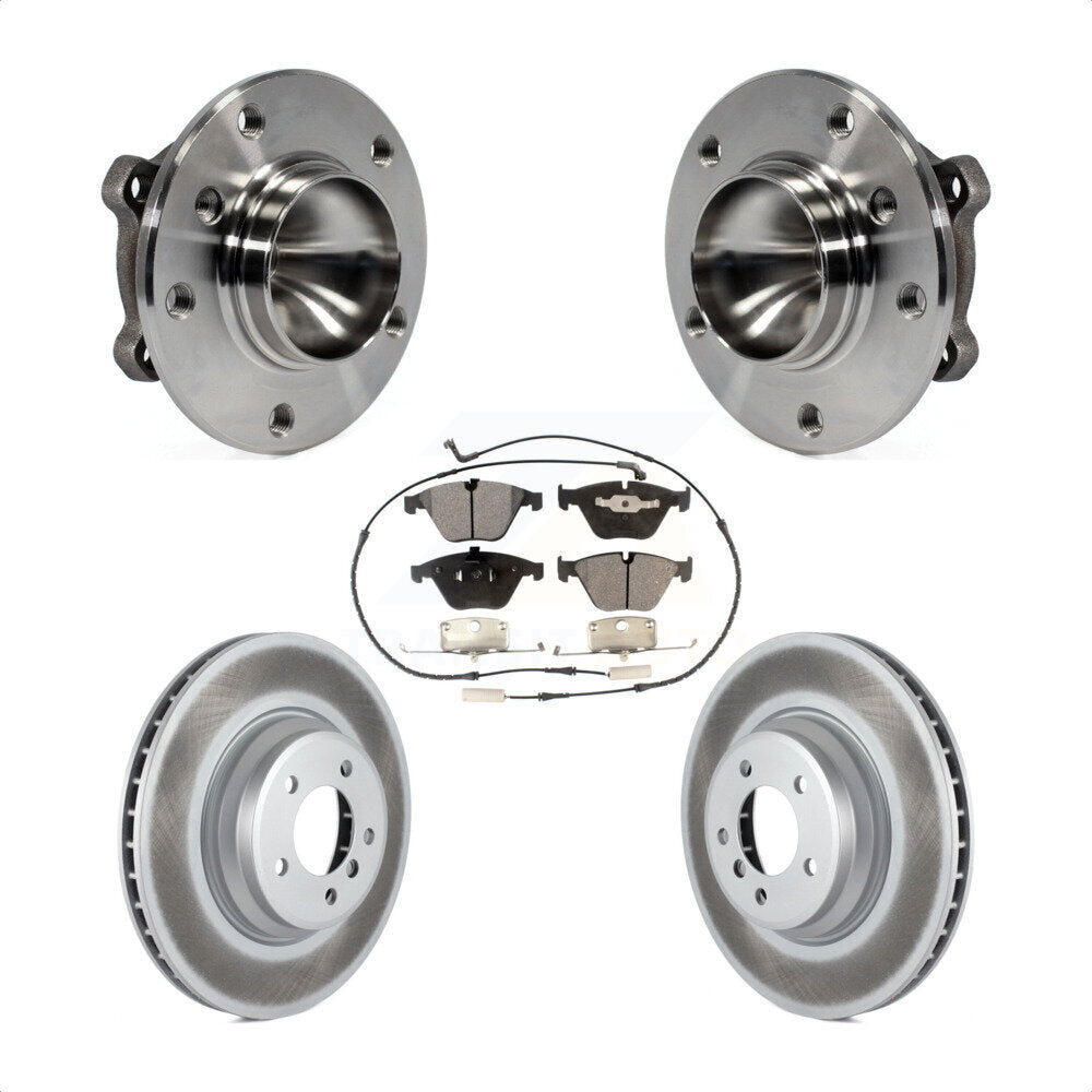 Hub Bearing Assembly Coated Brake Rotor & Pads Front Kit For BMW 335i 335is 335d