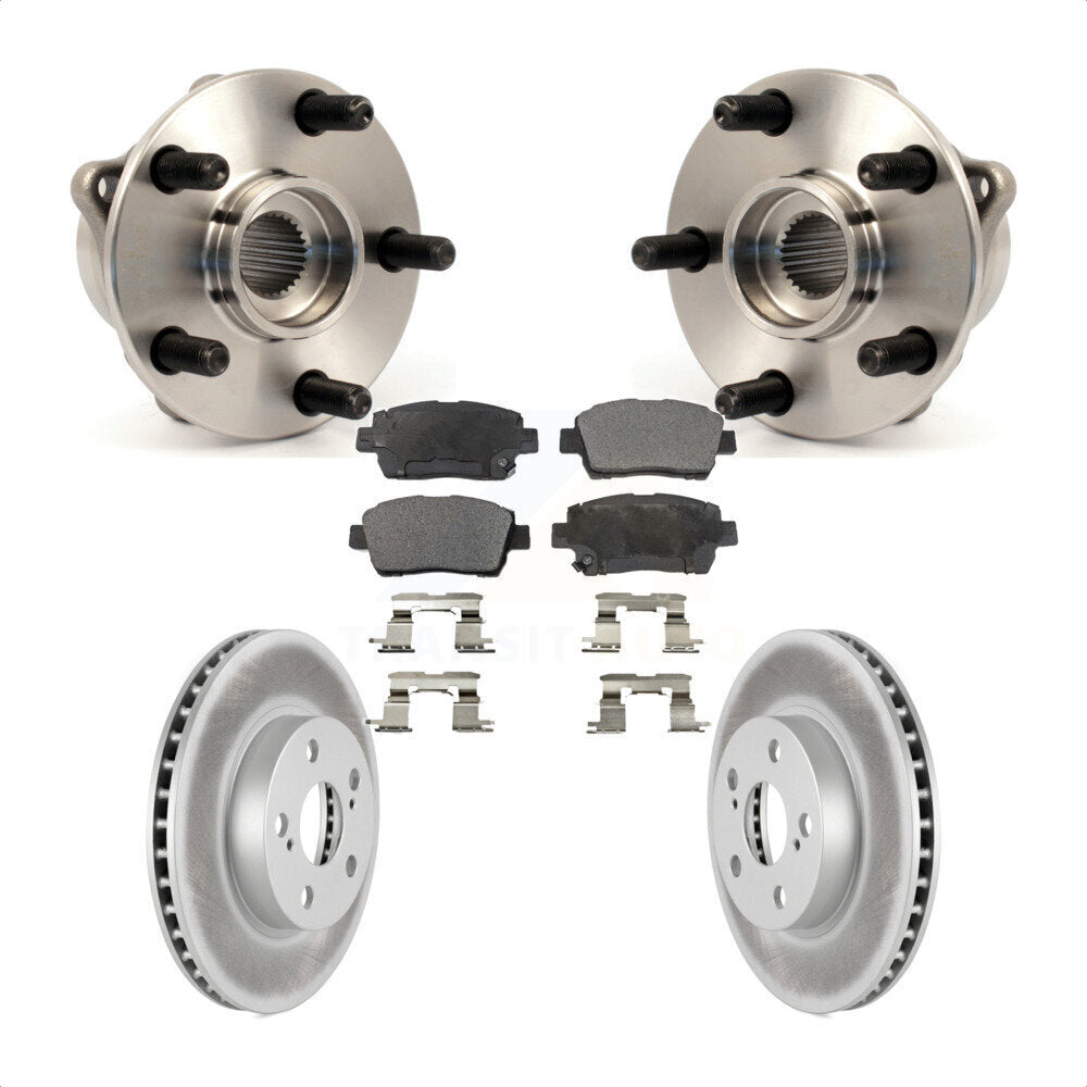 Hub Bearing Assembly Coated Brake Rotor Pad Front Kit For 2004-2009 Toyota Prius