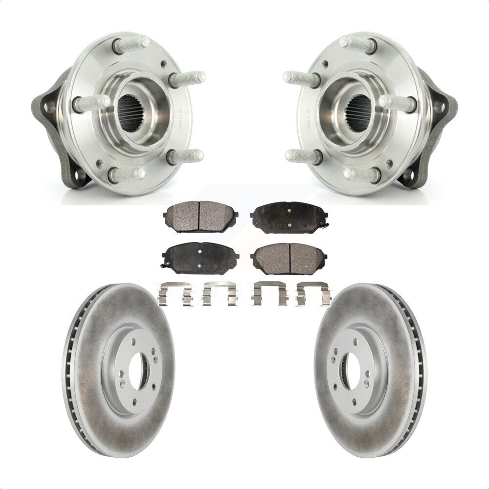 Hub Bearing Coated Disc Brake Rotor Pad Front Kit For 2007-2012 Hyundai Veracruz