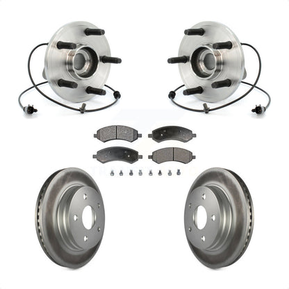 Hub Bearing Coated Brake Rotor & Pads Front Kit For Chrysler Aspen Dodge Durango