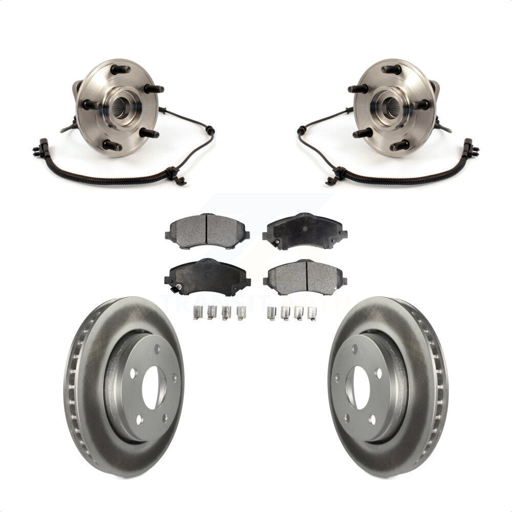 Hub Bearing Assembly Coat Brake Rotor Pads Front Kit For 2007-2010 Jeep Wrangler