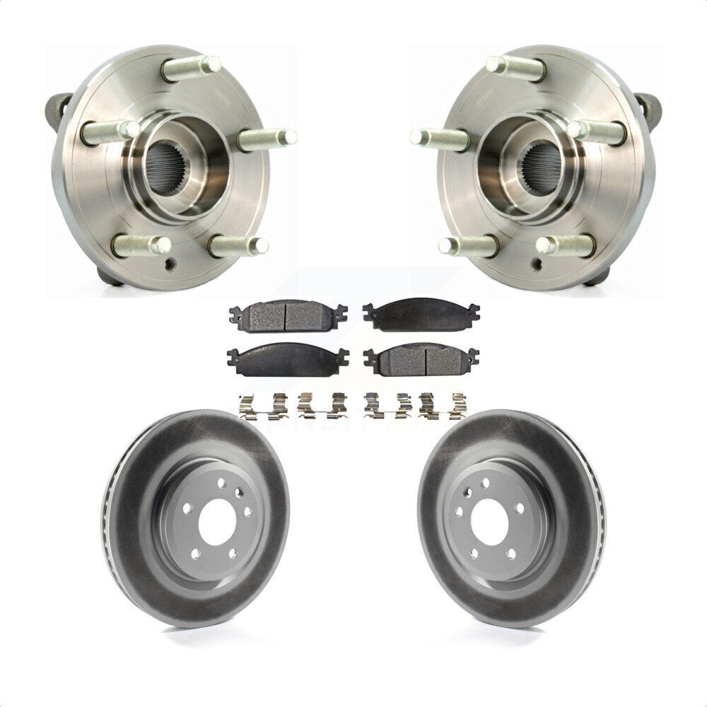 Hub Bearing Assembly Coated Brake Rotor Pads Front Kit For 2009-2010 Lincoln MKS