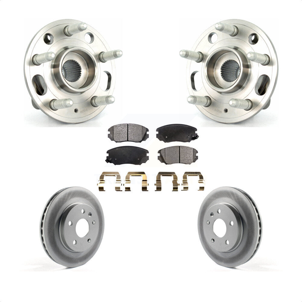 Hub Bearing Coated Brake Rotor & Pads Front Kit For Chevrolet Malibu Buick Regal