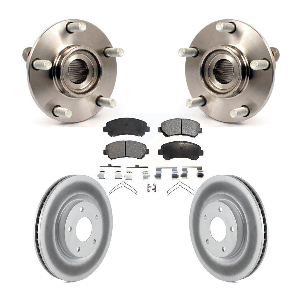 Hub Bearing Assembly Coated Brake Rotor & Pads Front Kit For Nissan Rogue Select