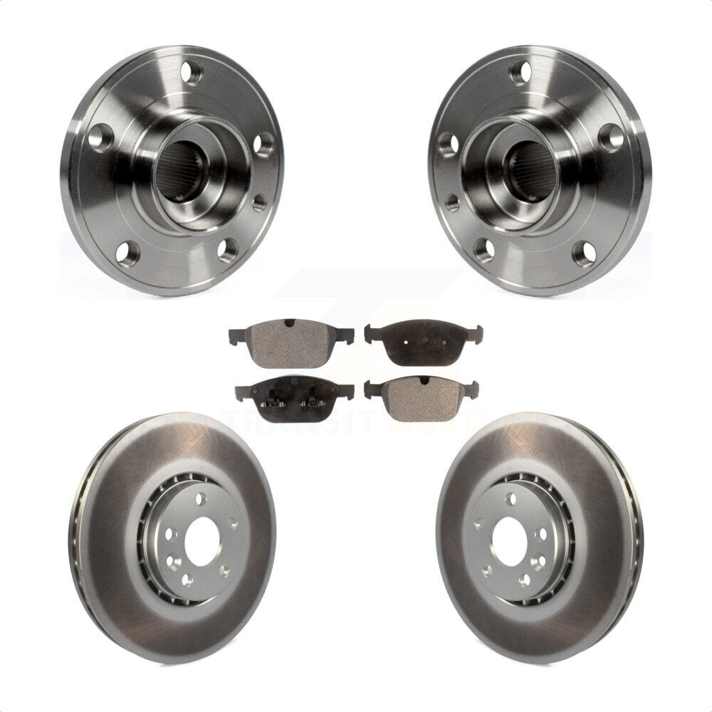 Hub Bearing Assembly Coated Brake Rotor & Pad Front Kit For 2010-2015 Volvo XC60
