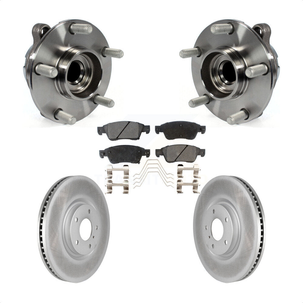 Hub Bearing Assembly Coated Brake Rotor & Pad Front Kit For INFINITI G37 G35 Q60