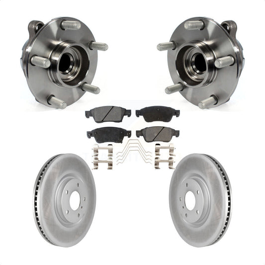 Hub Bearing Assembly Coated Brake Rotor & Pad Front Kit For INFINITI G37 G35 Q60