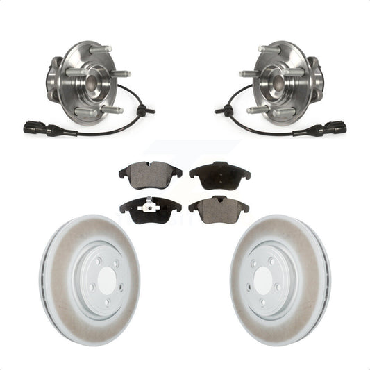 Hub Bearing Assembly Coated Brake Rotor & Pad Front Kit For Jaguar XF S-Type XJ8