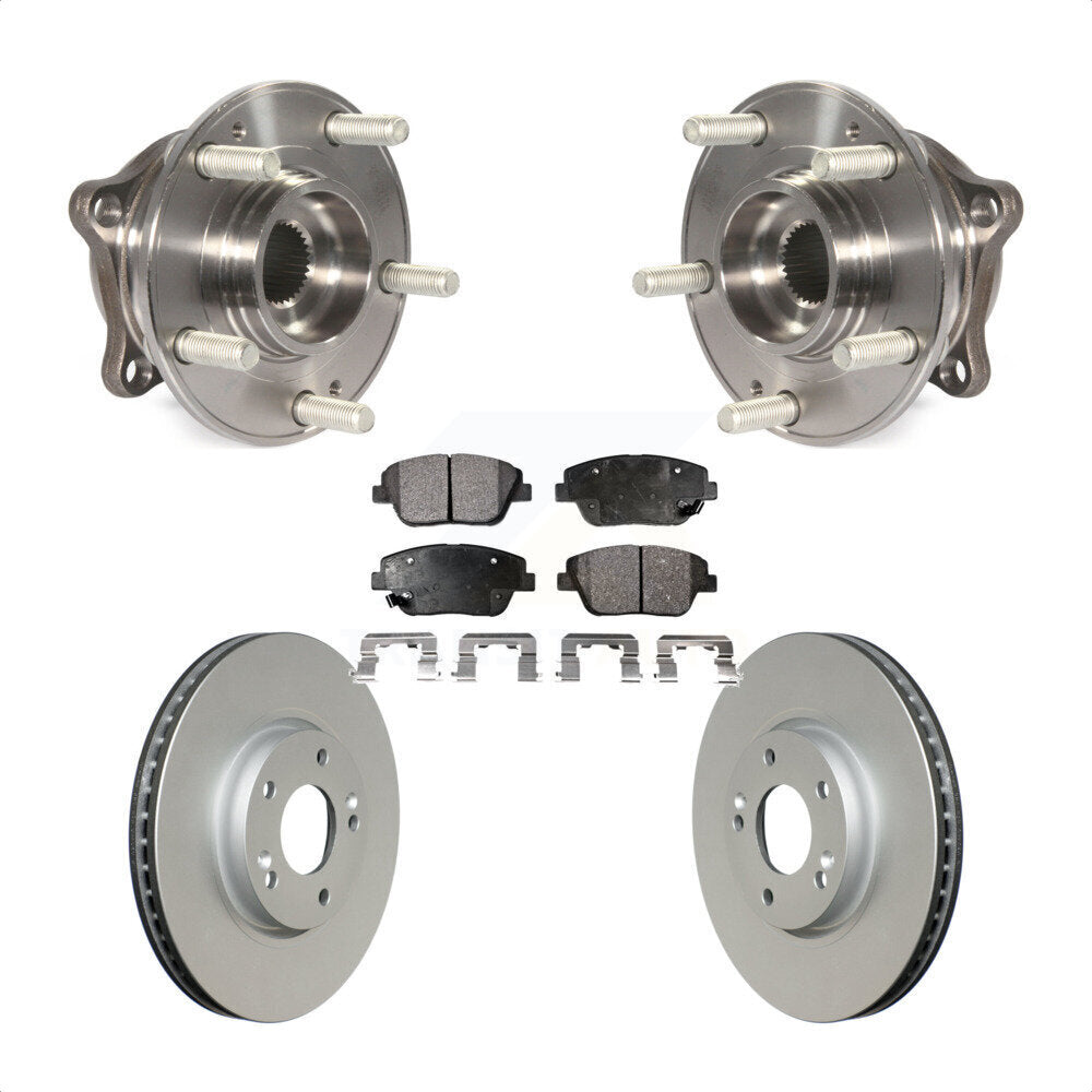 Hub Bearing Assembly Coated Disc Brake Rotor & Pads Front Kit For Hyundai Sonata