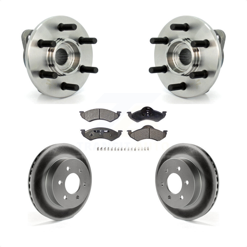 Hub Bearing Assembly Coated Brake Rotor & Pad Front Kit For Dodge Dakota Durango