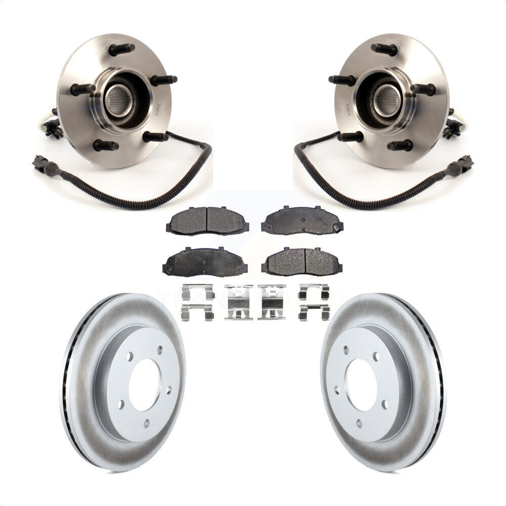 Hub Bearing Coated Brake Rotor Pad Front Kit For Ford F-150 4WD with 4-Wheel ABS
