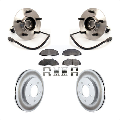 Hub Bearing Coated Brake Rotor Pad Front Kit For Ford F-150 4WD with 4-Wheel ABS