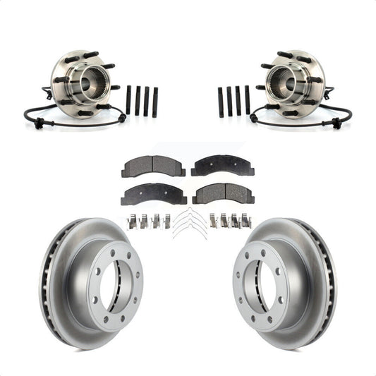 Hub Bearing Coated Brake Rotor & Pads Front Kit For 2001-2005 Ford Excursion 4WD