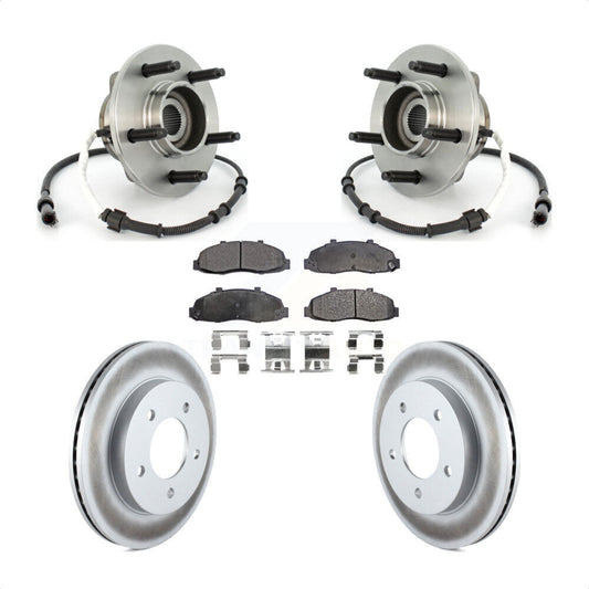 Hub Bearing Assembly Coated Brake Rotor & Pads Front Kit For Ford F-150 Heritage