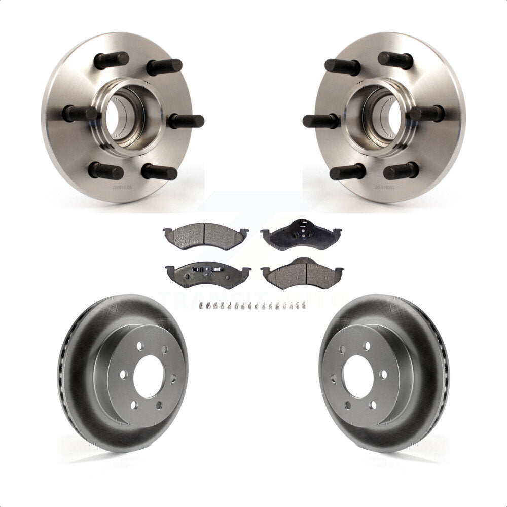 Hub Bearing Coated Brake Rotor Pads Front Kit For 2000-2002 Dodge Dakota Durango