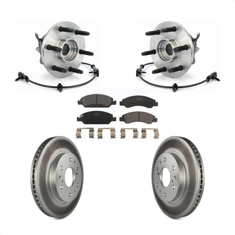 Hub Bearing Coated Brake Rotor & Pads Front Kit For Chevrolet GMC Silverado 1500
