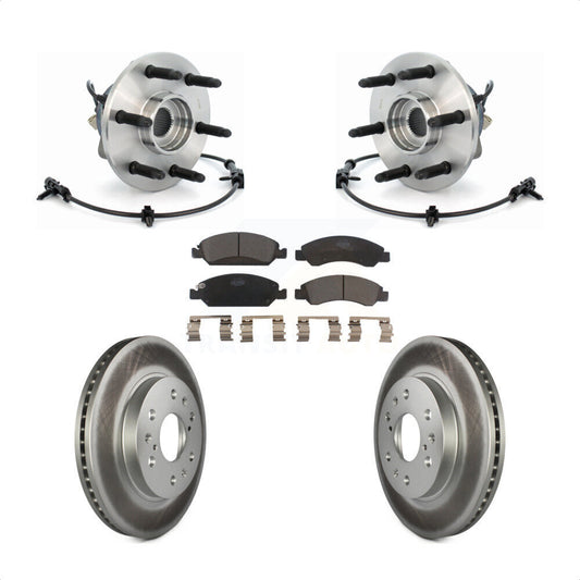Hub Bearing Coated Brake Rotor & Pads Front Kit For Chevrolet GMC Silverado 1500