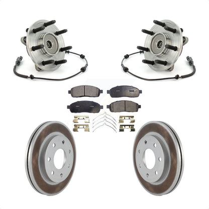 Hub Bearing Assembly Coated Disc Brake Rotor & Pads Front Kit For Ford F-150 4WD