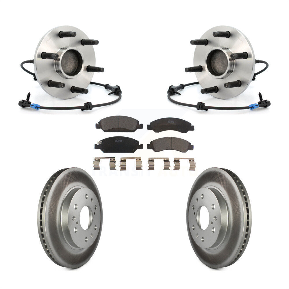Hub Bearing Coated Brake Rotor & Pads Front Kit For Chevrolet GMC Silverado 1500