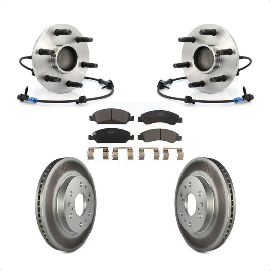 Hub Bearing Coated Brake Rotor & Pads Front Kit For Chevrolet GMC Silverado 1500
