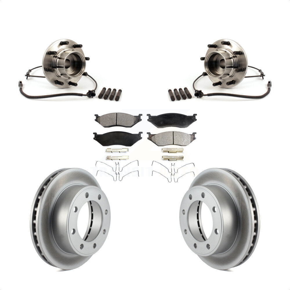 Hub Bearing Assembly Coated Brake Rotor Pads Front Kit For Ford F-550 Super Duty