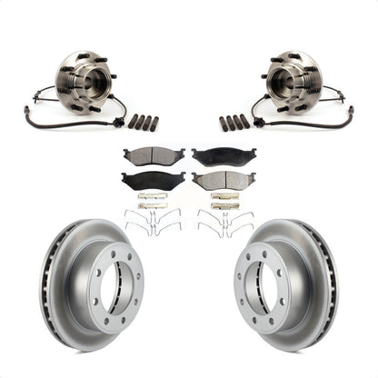 Hub Bearing Assembly Coated Brake Rotor Pads Front Kit For Ford F-550 Super Duty