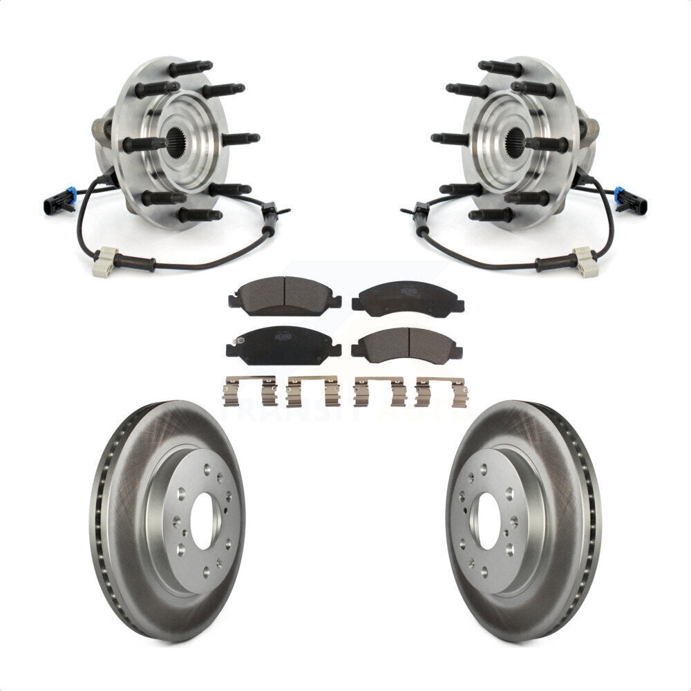 Hub Bearing Coated Brake Rotor & Pads Front Kit For Chevrolet GMC Silverado 1500