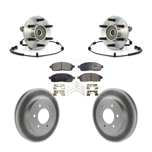 Hub Bearing Coated Brake Rotor Pads Front Kit For Ford F-150 Lincoln Mark LT 4WD