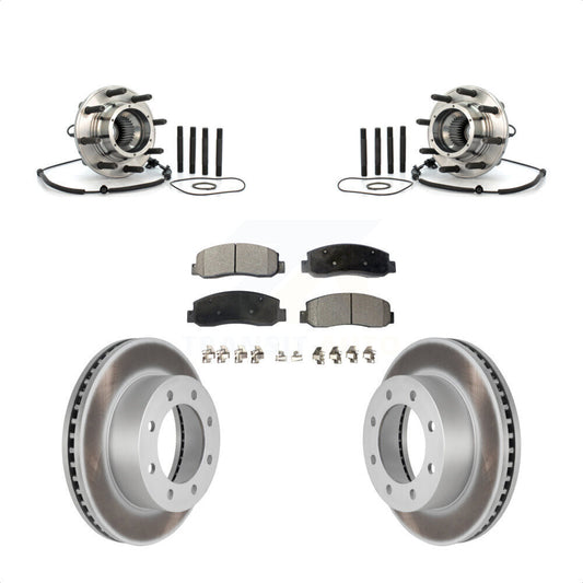 Hub Bearing Coated Brake Rotor And Pad Front Kit For Ford F-250 Super Duty F-350