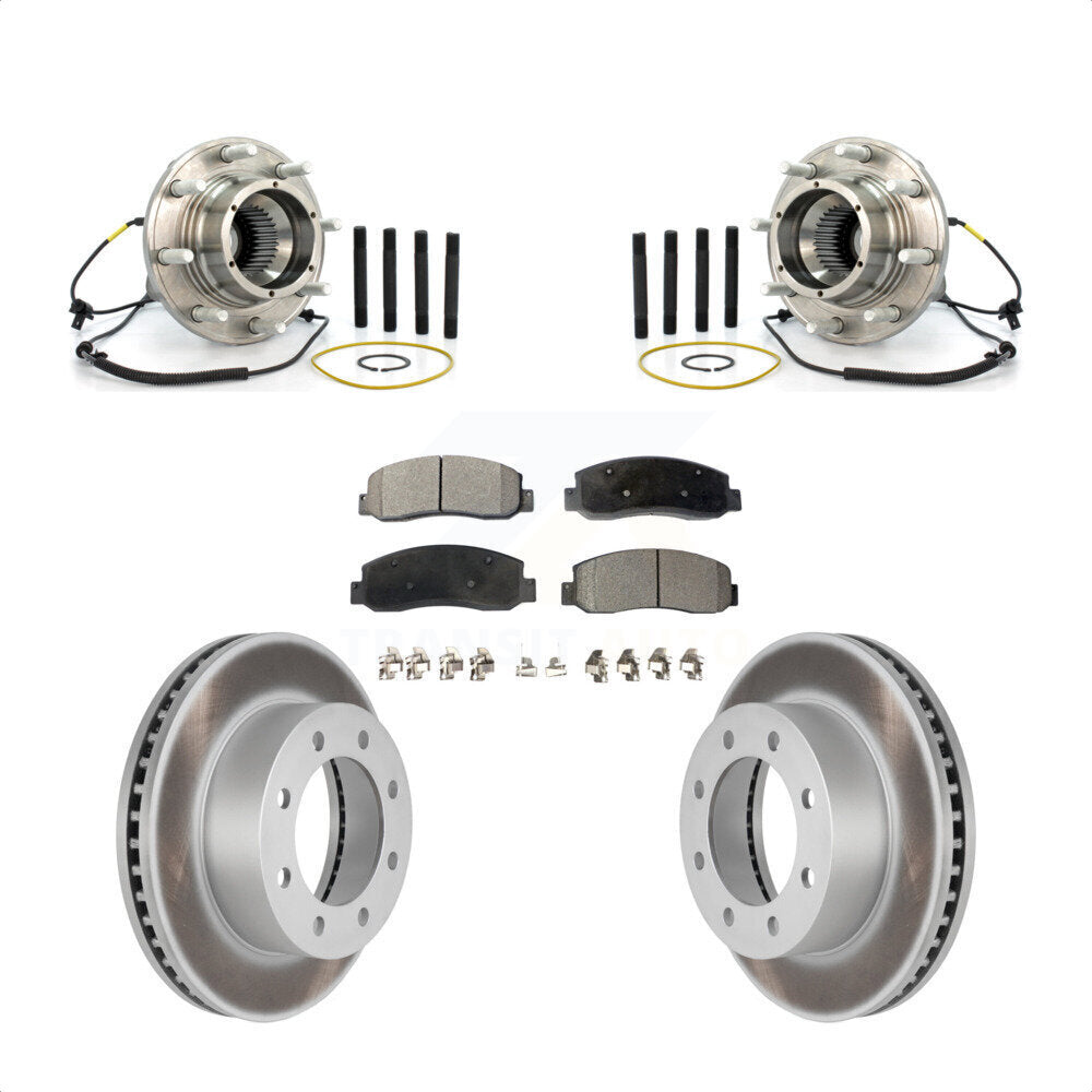 Hub Bearing Assembly Coated Brake Rotor Pads Front Kit For Ford F-250 Super Duty