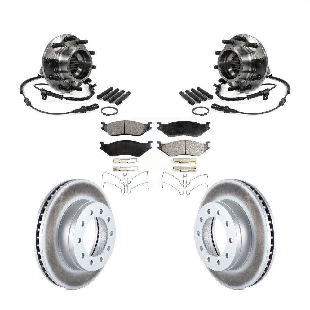Hub Bearing Coat Brake Rotor Pad Front Kit For 05-10 Ford F-550 Super Duty 4 X
